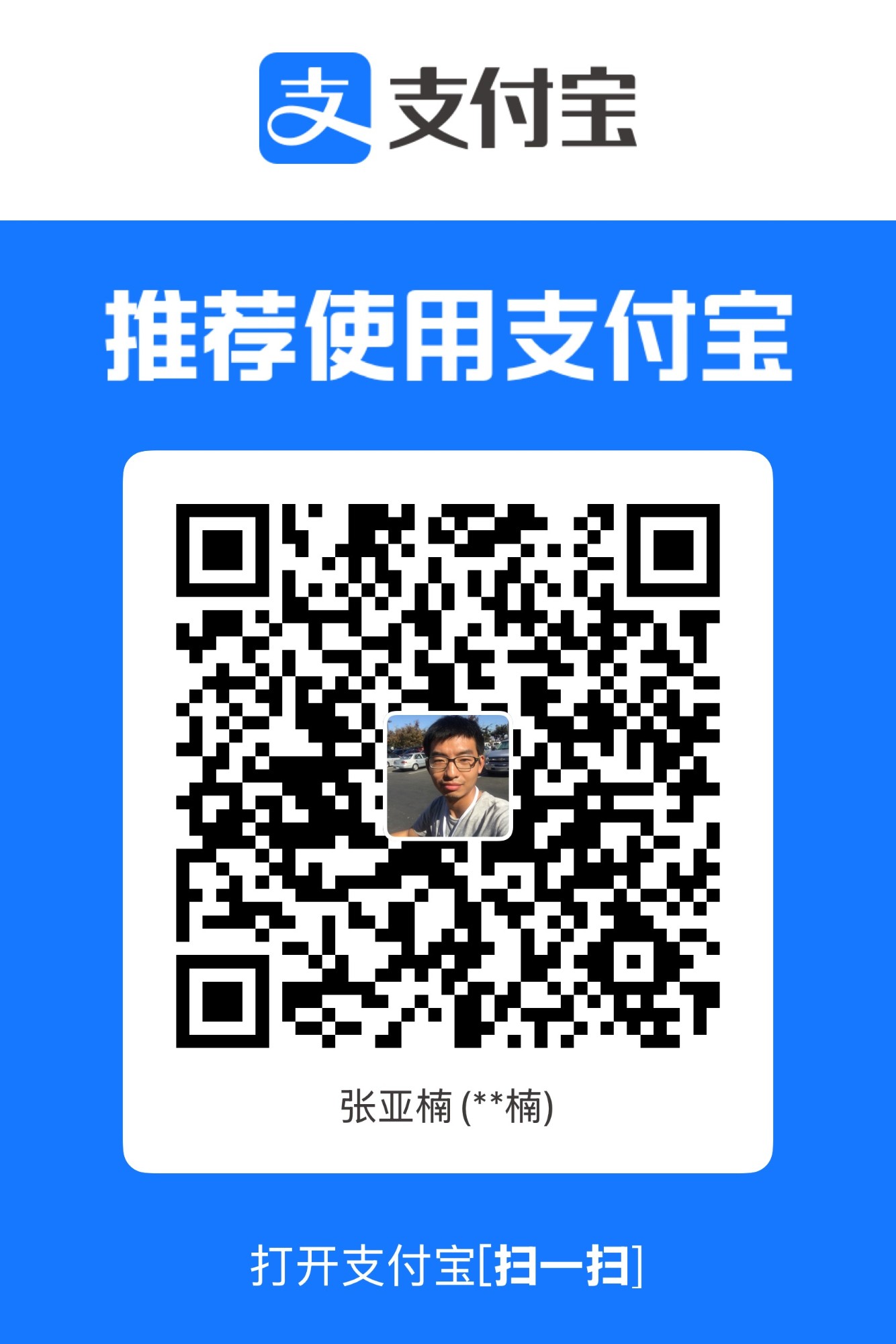 支付宝打赏二维码 · 张亚楠